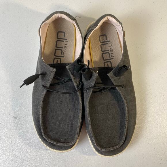 Hey Dude Women's Size 7 Wendy Chambray Off Black Slip On Loafer Comfort Sneaker - Picture 6 of 14